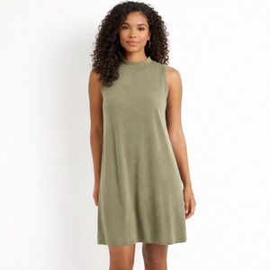 Madewell Sandwashed Mockneck Tank Dress Khaki Green Size Small
